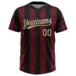 Personalized Softball Jersey Unisex 3D Two-Button Black Vegas Gold-Red Personalized Black Vegas Gold-Red 3D Two-Button Unisex
