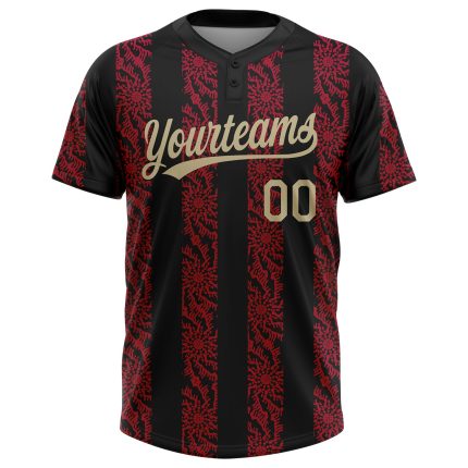 Personalized Softball Jersey Unisex 3D Two-Button Black Vegas Gold-Red Personalized Black Vegas Gold-Red 3D Two-Button Unisex