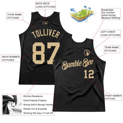 Personalized Black Throwback Basketball Jersey - Vegas Gold Design Personalized Black Vegas Gold Throwback Basketball Jersey