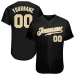 Custom Name and Number Personalized Black Vegas Gold-White Baseball Jersey Authentic Team Apparel Personalized Black Vegas