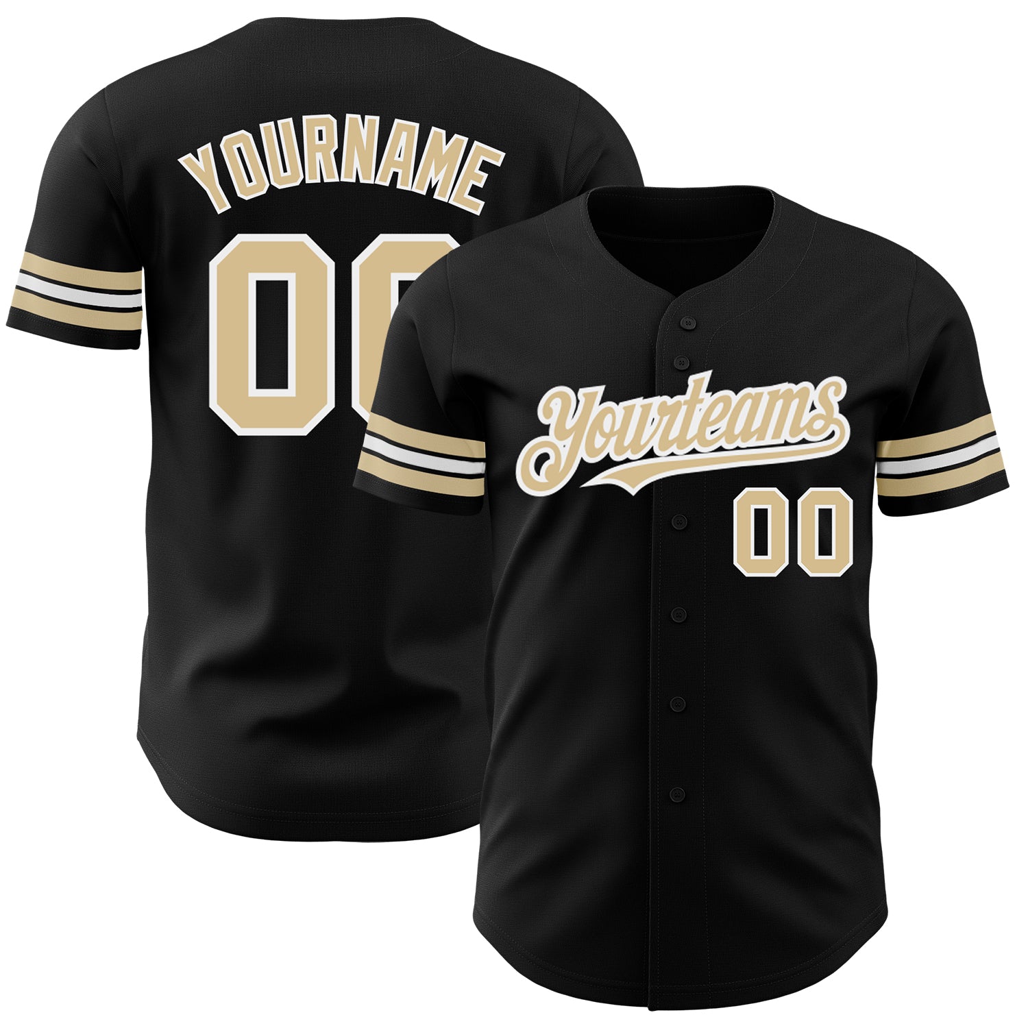 Personalized Black and Gold Baseball Jersey for Men and Women - Custom Size 3 Personalized Black Vegas Gold-White Baseball