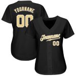 Personalized Black Vegas Gold White Baseball Jersey for Men and Women Personalized Black Vegas Gold-White Baseball Jersey