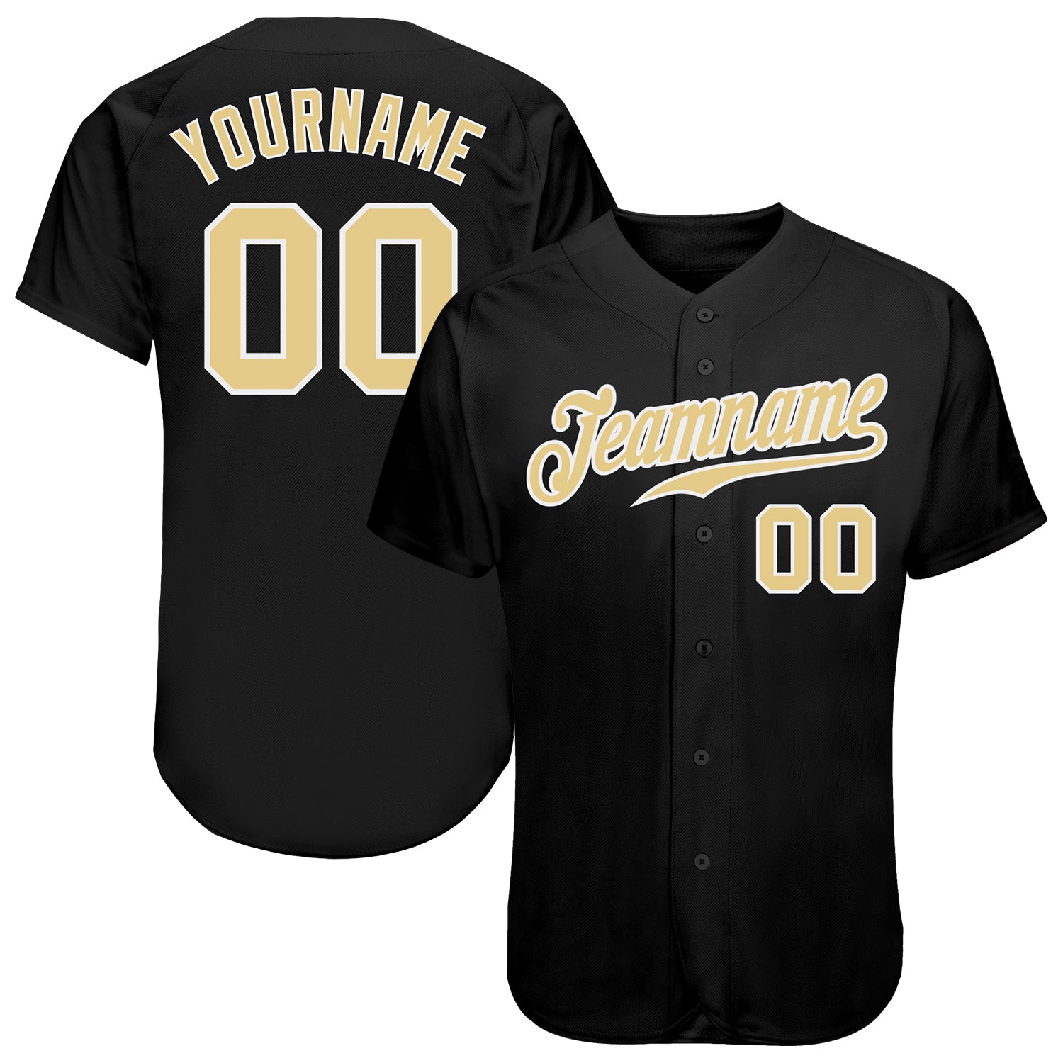 Personalized Black Vegas Gold White Baseball Jersey for Men and Women Personalized Black Vegas Gold-White Baseball Jersey