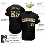 Personalized Black Drift Fashion Baseball Jersey with Vegas Gold and White Accents Personalized Black Vegas Gold-White Drift