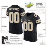 Custom Personalized Black Gold White Mesh Football Jersey with Team Name and Number Personalized Black Vegas Gold-White Mesh