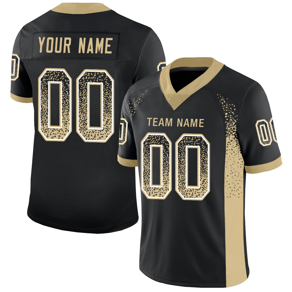 Custom Name Number Personalized Black Vegas Gold White Mesh Football Jersey Drift Fashion Team Personalized Black Vegas Gold-White