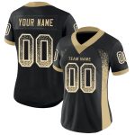Custom Name Number Personalized Black Vegas Gold White Mesh Football Jersey Drift Fashion Team Personalized Black Vegas Gold-White
