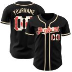 Personalized Vintage Canadian Flag Baseball Jersey - City Cream, Black Personalized Black Vintage Canadian Flag -City Cream