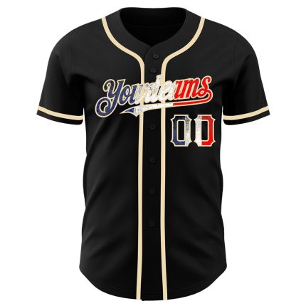 Personalized Vintage Black French Flag Baseball Jersey - City Cream Design Personalized Black Vintage French Flag-City Cream