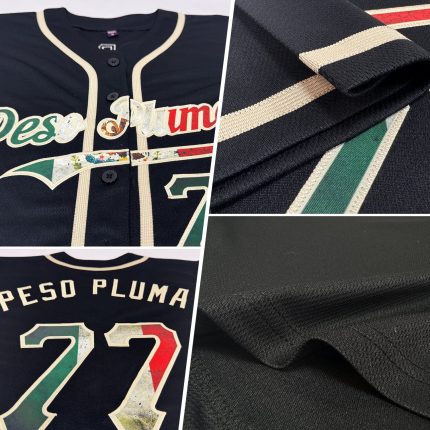 Personalized Vintage Mexican Flag Black Cream Baseball Jersey Personalized Black Vintage Mexican Flag-City Cream Baseball