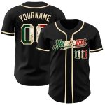 Personalized Vintage Mexican Flag Black Cream Baseball Jersey Personalized Black Vintage Mexican Flag-City Cream Baseball