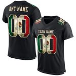 Personalized Black Vintage Mexican Flag Football Jersey - City Cream Mesh Design Personalized Black Vintage Mexican Flag-City
