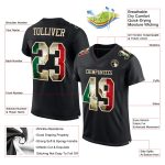 Personalized Black Vintage Mexican Flag Football Jersey - City Cream Mesh Design Personalized Black Vintage Mexican Flag-City