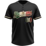 Personalized Vintage Black Mexican Flag Softball Jersey Unisex Two-Button Cream Personalized Black Vintage Mexican Flag-City