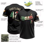 Personalized Vintage Black Mexican Flag Softball Jersey Unisex Two-Button Cream Personalized Black Vintage Mexican Flag-City