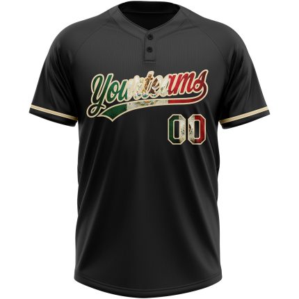 Personalized Vintage Mexican Flag Softball Jersey Unisex Cream - Custom Name and Number Two-Button Team Apparel Personalized