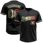 Personalized Vintage Black Mexican Flag Softball Jersey Unisex Two-Button Cream Personalized Black Vintage Mexican Flag-City