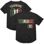 Personalized Vintage Mexican Flag Baseball Jersey - Black Cream Mesh Authentic Throwback Personalized Black Vintage Mexican