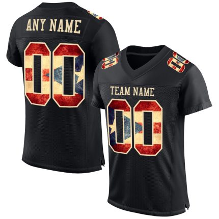 Personalized Vintage Puerto Rican Flag Mesh Football Jersey - Black City Cream Personalized Black Vintage Puerto Rican Flag-City