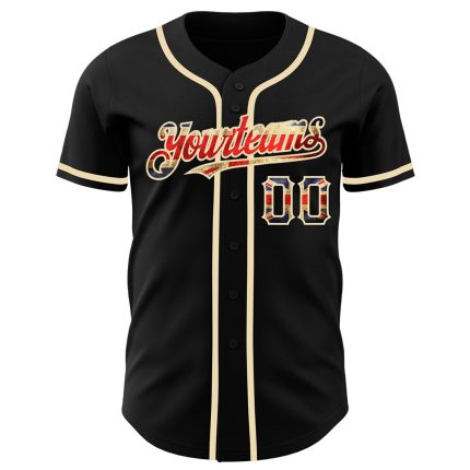 Personalized Vintage UK Flag Baseball Jersey in Black-City Cream for Men and Women Personalized Black Vintage UK Flag-City