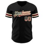 Personalized Black Vintage USA Flag Baseball Jersey - City Cream Crimson Design Personalized Black Vintage USA Flag City