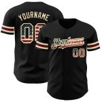 Personalized Black Vintage USA Flag Baseball Jersey - City Cream Crimson Design Personalized Black Vintage USA Flag City