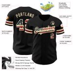 Personalized Black Vintage USA Flag Baseball Jersey - City Cream Crimson Design Personalized Black Vintage USA Flag City