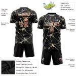 Personalized Vintage USA Flag Cream Sublimation Soccer Jersey - Black Uniform Personalized Black Vintage USA Flag-City Cream