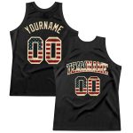 Personalized Vintage USA Basketball Jersey - Black City Cream Throwback Jersey Personalized Black Vintage USA Flag-City Cream