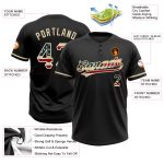 Personalized Vintage USA Flag Jersey - Unisex Softball Cream Two-Button Black Personalized Black Vintage USA Flag-City Cream