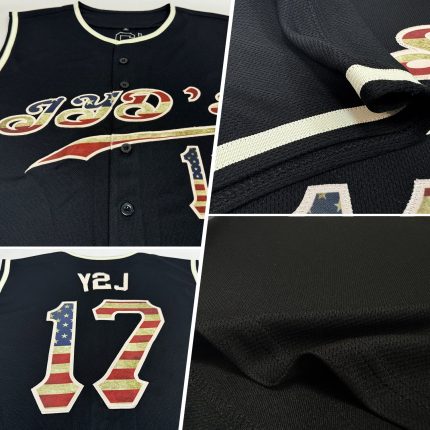 Custom Vintage USA Flag Baseball Jersey - Personalized Black Cream Sleeveless Team Shirt with Name and Number Personalized