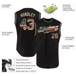 Custom Vintage USA Flag Baseball Jersey - Personalized Black Cream Sleeveless Team Shirt with Name and Number Personalized