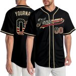 Personalized Vintage USA Flag Baseball Jersey - Cream Black Design, Size 3 Personalized Black Vintage USA Flag-Cream Baseball