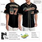 Personalized Vintage USA Flag Baseball Jersey - Cream Black Design, Size 3 Personalized Black Vintage USA Flag-Cream Baseball