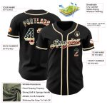 Personalized Vintage USA Flag Baseball Jersey in Black and Cream - Size 5 Personalized Black Vintage USA Flag-Cream Baseball
