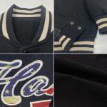 Personalized Vintage USA Flag Cream Varsity Letterman Bomber Jacket - Full Snap Personalized Black Vintage USA Flag-Cream
