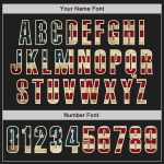 Personalized Vintage USA Flag Baseball Jersey in Black and Cream-Crimson Personalized Black Vintage USA Flag Cream-Crimson