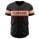 Personalized Vintage USA Flag Baseball Jersey in Black and Cream-Crimson Personalized Black Vintage USA Flag Cream-Crimson