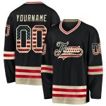 Personalized Vintage USA Flag Hockey Jersey - Black Cream Color Design Personalized Black Vintage USA Flag-Cream Hockey Jersey