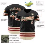 Custom Name and Number Vintage USA Flag Baseball Jersey - Personalized Black Cream Line Team Shirt Personalized Black Vintage