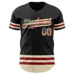 Personalized Vintage USA Flag Baseball Jersey - Black Cream Line Design Personalized Black Vintage USA Flag-Cream Line Baseball