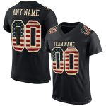 Personalized Vintage USA Flag Football Jersey - Black Cream Authentic Mesh Personalized Black Vintage USA Flag-Cream Mesh