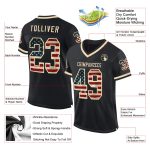 Personalized Vintage USA Flag Football Jersey - Custom Name & Number on Black Cream Mesh Authentic Design Personalized Black