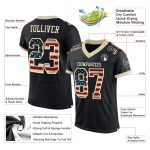 Personalized Black Vintage USA Flag Football Jersey Cream Mesh Size 3 Personalized Black Vintage USA Flag-Cream Mesh Football