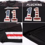 Personalized Vintage USA Flag Football Jersey - Black Cream Mesh Jersey Personalized Black Vintage USA Flag-Cream Mesh Football
