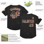 Personalized Vintage USA Flag Baseball Jersey - Black Cream Mesh Throwback Style 2 Personalized Black Vintage USA Flag-Cream