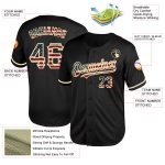 Personalized Vintage USA Flag Black Cream Baseball Jersey - Throwback Style Personalized Black Vintage USA Flag-Cream Mesh