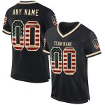 Personalized Black Vintage USA Flag Football Jersey Cream Mesh Throwback Personalized Black Vintage USA Flag-Cream Mesh Throwback