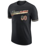 Custom black and cream vintage USA flag performance t-shirt, flat lay