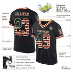 Personalized Black Vintage USA Flag Jersey for Men - Cream-Red Mesh Throwback Football Jersey Personalized Black Vintage